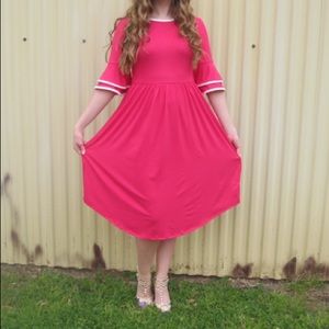 Reborn J Hot Pink Bell Sleeve Midi Dress